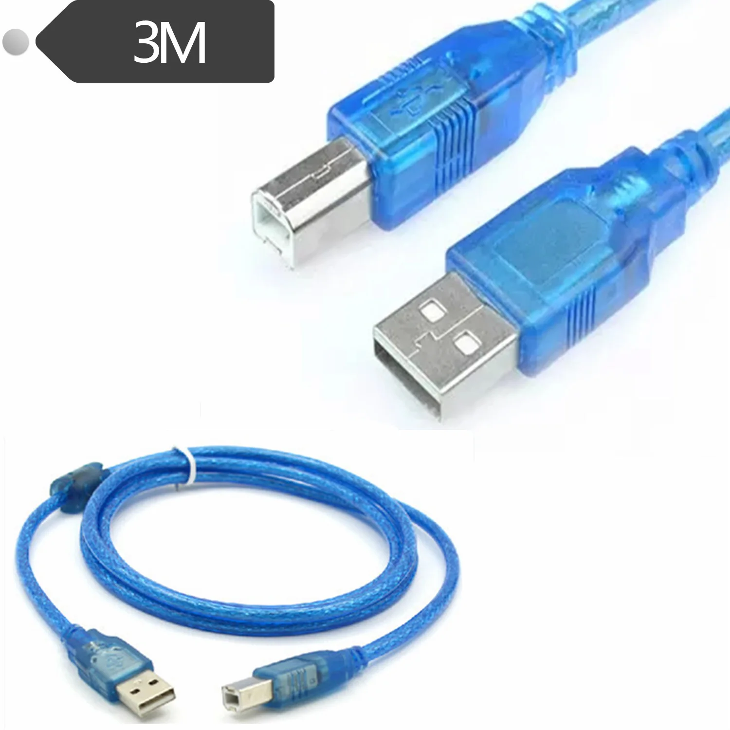 Высокого качества стандарт USB 2 0 принт линии прозрачный синий Универсальный