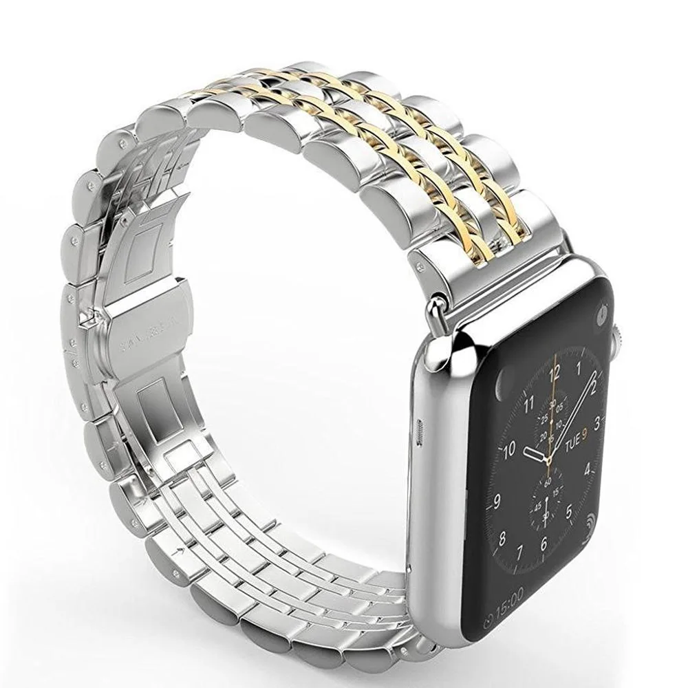 Ремешок из нержавеющей стали для apple watch band apple watch 4 3 5 2 44 мм 40 мм 42 мм 38 мм iwatch band Link браслет аксессуары для часов - Цвет ремешка: gold