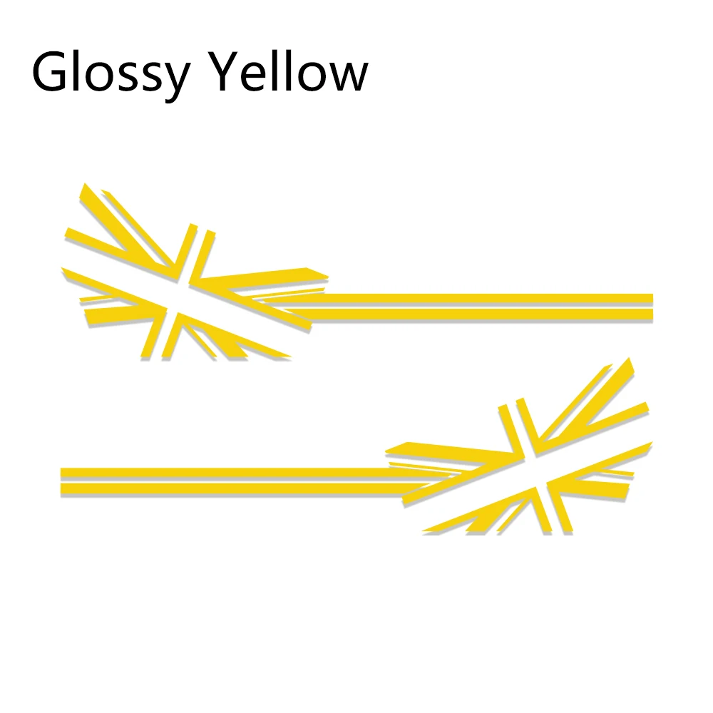 Yellow 2 шт. Юнион Джек автомобильный Стайлинг боковой двери тела наклейки гоночные полосы аксессуары для MINI Cooper S R50 R55 R56 F56 F57 F60 - Название цвета: Yellow