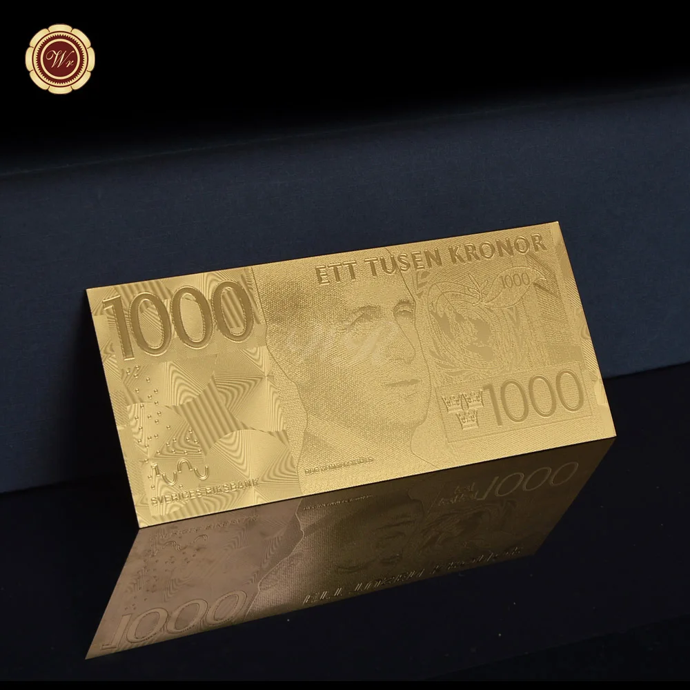 Золотая японская банкнота 1000 Kronor коллекция домашнее украшение подарок|decorative gift