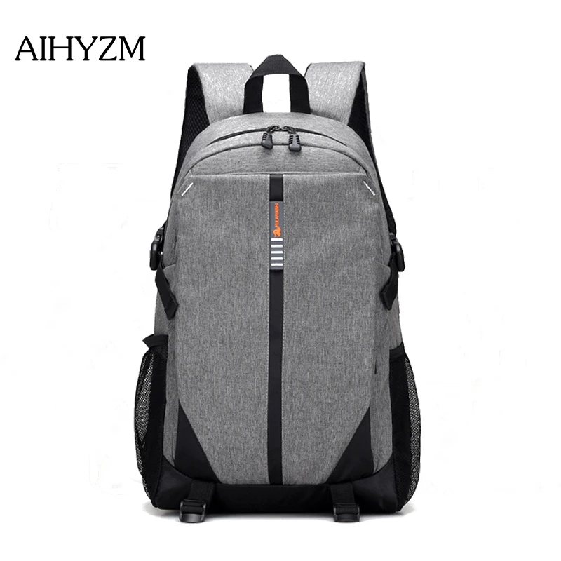 AIHYZ Nylon Mochila Feminina Fashion Youth Travel Backpack Grey USB Charging Men Laptop 15.6 In Computer Women |