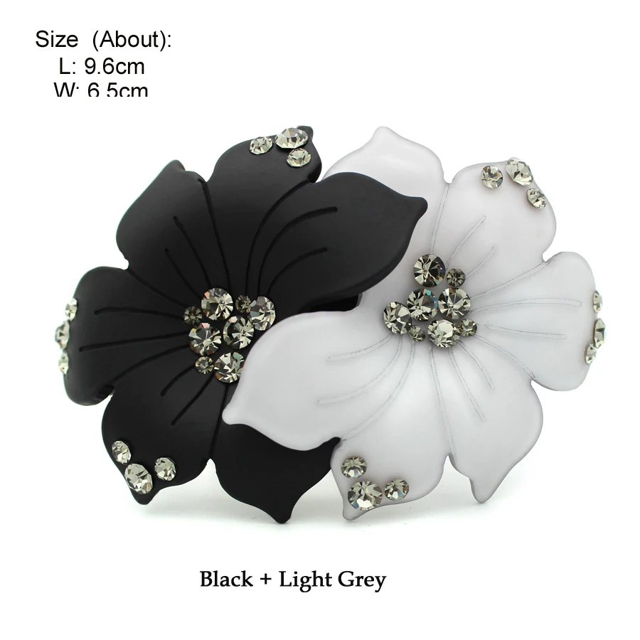 black light grey Аксессуары для волос-Цветочные заколки для волос для женщин-заколка для волос-стразы для волос-украшения для волос на выпускной 2 шт.(купить один бесплатный - Окраска металла: black light grey