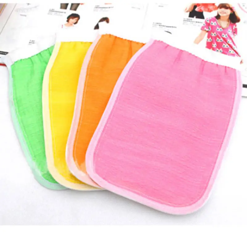 Люфа скруббер душа уход за кожей тела перчатки Горячие Цвет Двусторонняя душ