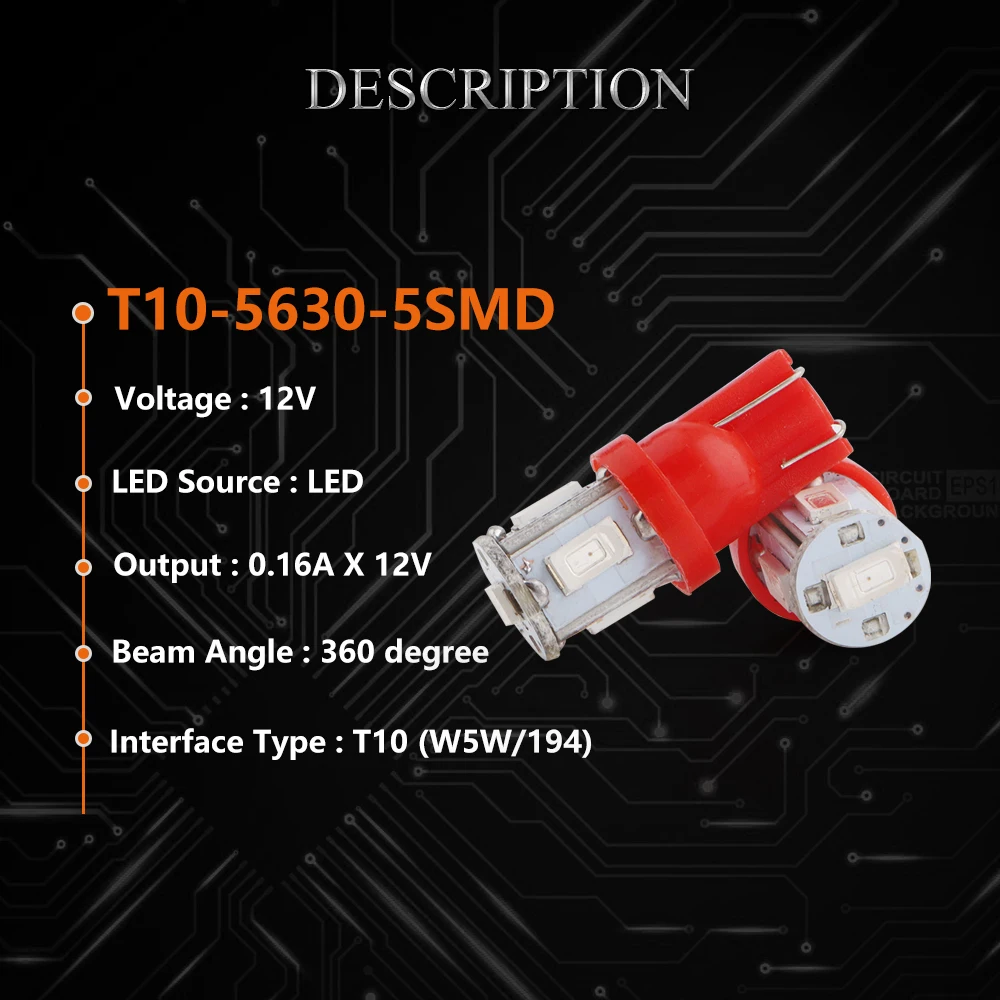 YM E Bright 4 шт. T10 5630 5 SMD 194 168 W5W 12V DC автомобильные Внутренние светодиодные лампы