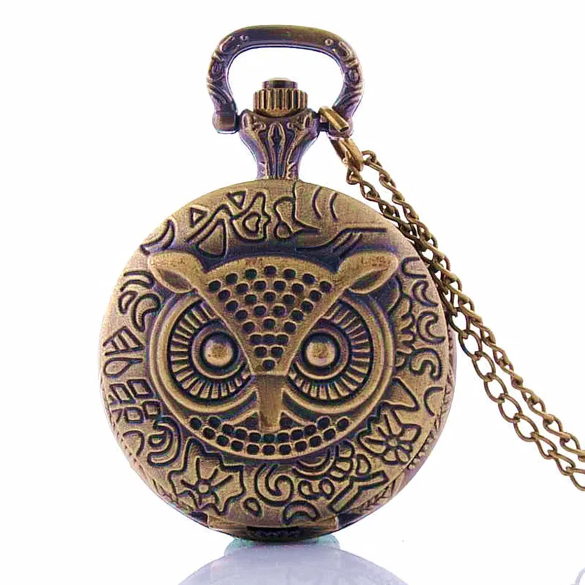 Старинные карманные часы сова кулон кварцевые цепочка ожерелье свадебный