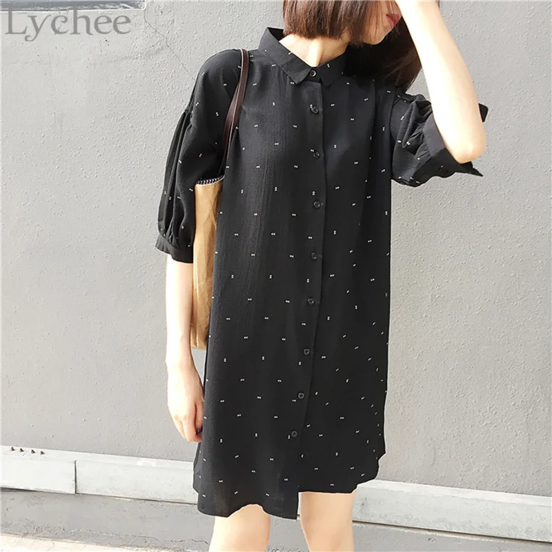 Женское шифоновое мини-платье Lychee винтажное повседневное Свободное платье с