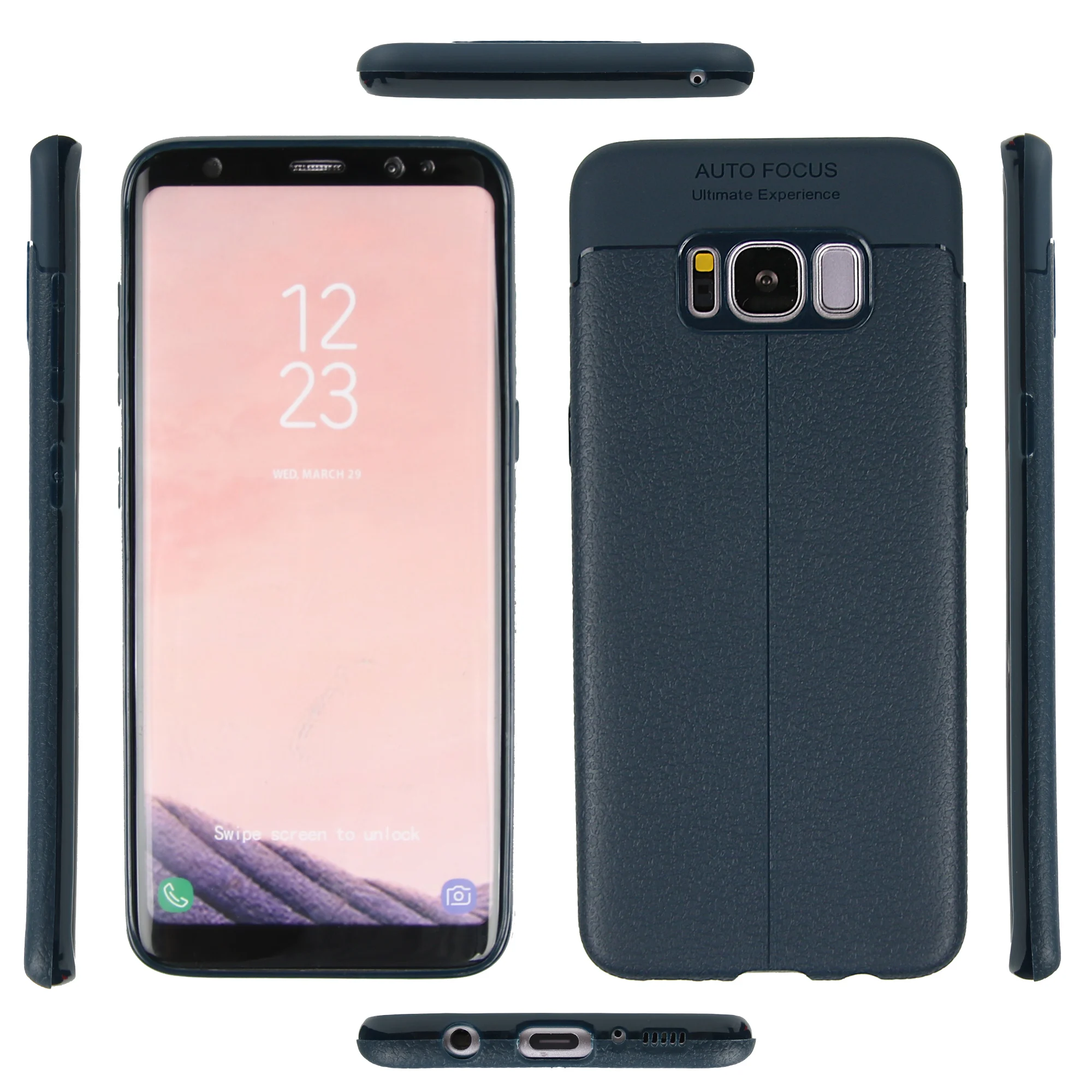 Для Samsung Galaxy S8 чехол тонкий кожаный узор ударопрочный защитный резиновый