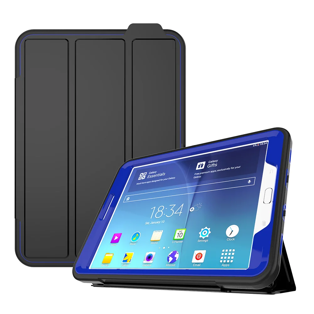 Для samsung Galaxy Tab S2 8,0 SM-T710 T715 3-Слои Smart Cover чехол противоударный ПК+ ТПУ повышенной прочности и защищенности противоударный ТПУ+ ПУ Складной чехол-подставка для планшета чехол - Цвет: 2
