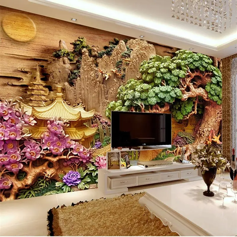 Настенные 3D обои Bacaz с приветствием и надписью Великая сосна 8d/3D для телевизора