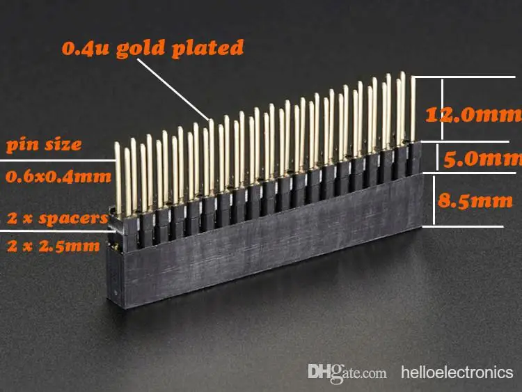 Hellotronics 50 шт./лот Штабелируемый разъем для Raspberry Pi B + 2 3 4 2x20 сверхвысокий Женский