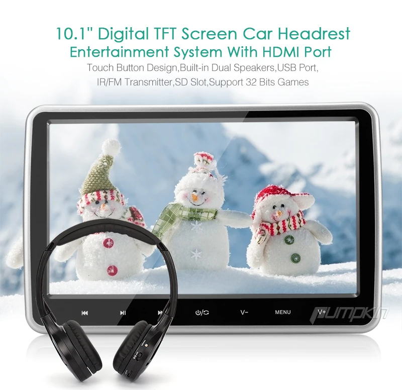 Тыква 10," черный подголовник автомобиля dvd-плеер HD цифровой TFT экран с HDMI портом автомобильный монитор Поддержка Беспроводные Наушники игры