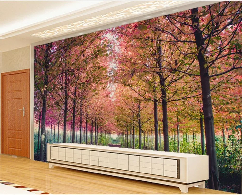 Пользовательские 3d фото обои лес осенний пейзаж природный Гостиная ТВ фон