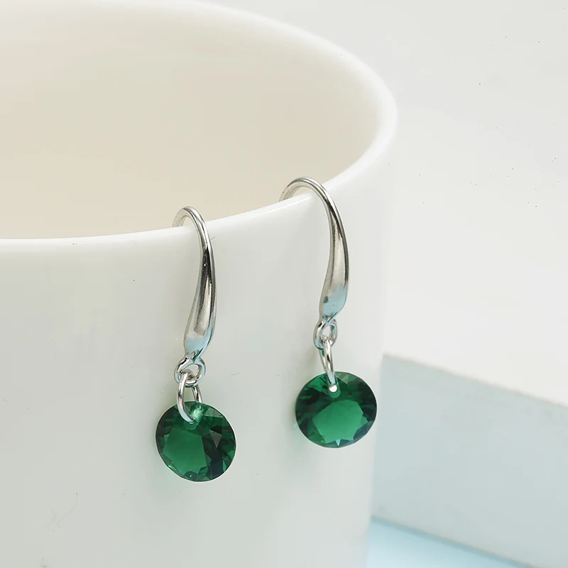 2018 Роскошные серьги-гвоздики для женщин 12 цветов круглые с кубической подвеска