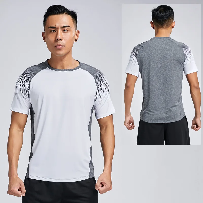 Fitness shirt White Облегающая одежда, мужская футболка для бега, спорта, баскетбола, фитнеса, дышащие быстросохнущие топы, мужские рубашки для спортзала, компрессионные с коротким рукавом - Цвет: Fitness shirt White