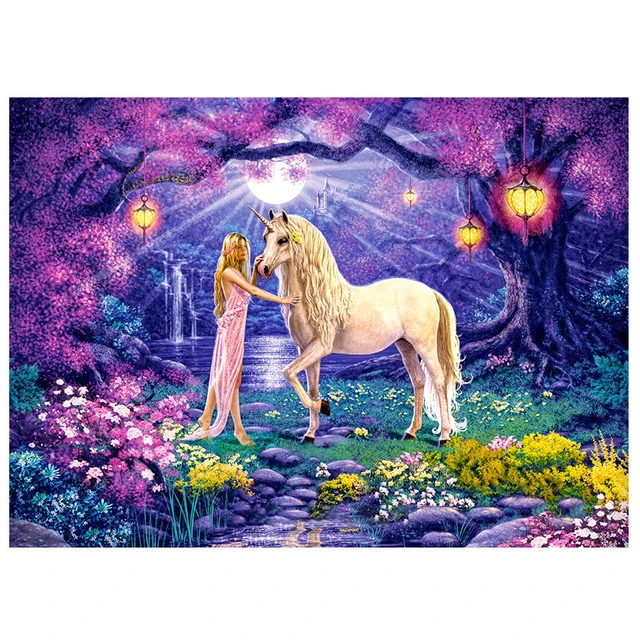 Алмазная вышивка пейзаж Nicorn Beauty квадратная алмазная живопись крестиком зеленый
