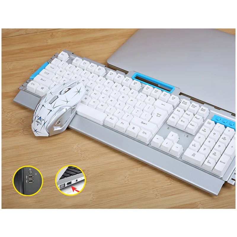 2 4G Беспроводная мультимедийная эргономичная Usb игровая клавиатура мышь