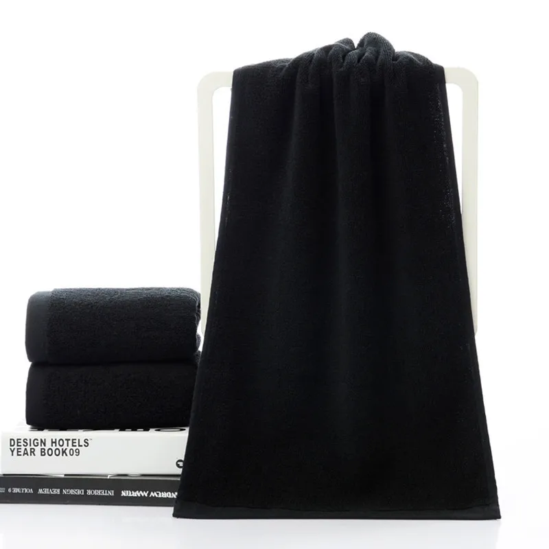 35*75cm Black Towels Solid Cotton Face Towel Hotel Bathroom Beauty Parlor Home Drying Soft Washcloth for Women Adults New|Полотенца для
