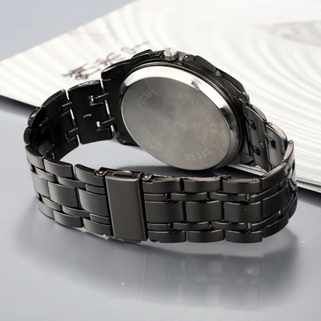 

Mens Watches Top Brand Luxury Hour Black Round Dial Stainless Steel Wrist Watch Men relogio masculino montre homme saat relogio