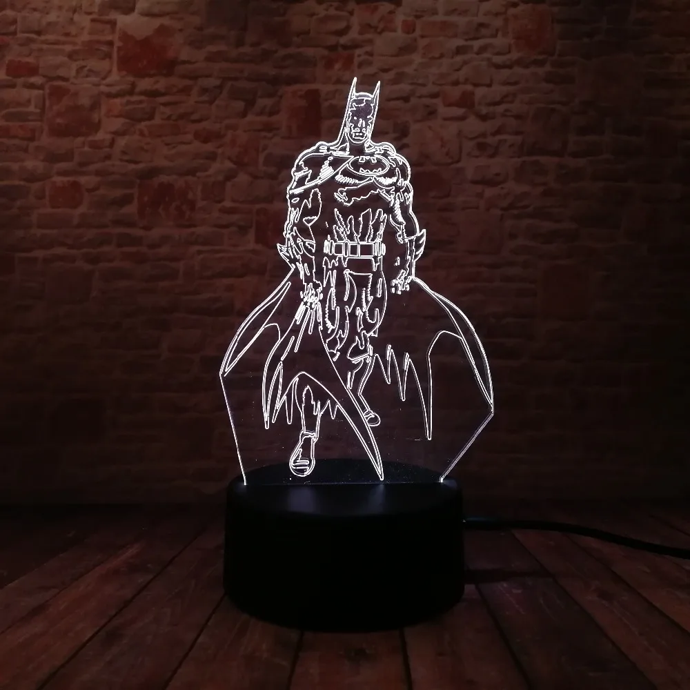 11 Diff Marvel супер герой DC Бэтмен Фигурки 3D иллюзия настольная лампа 7 цветов градиент ночник Мальчики Человек Рождественские Игрушки Подарки