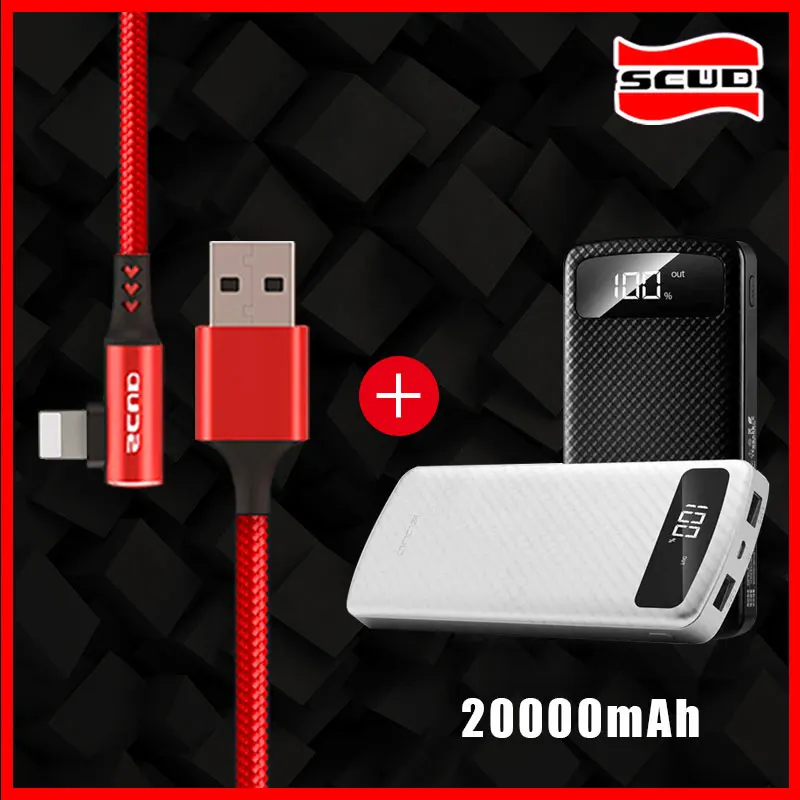 Scud Power bank 20000 мАч + USB кабель со светодиодным цифровым дисплеем powerbank для iphone X XS XR 4S 5