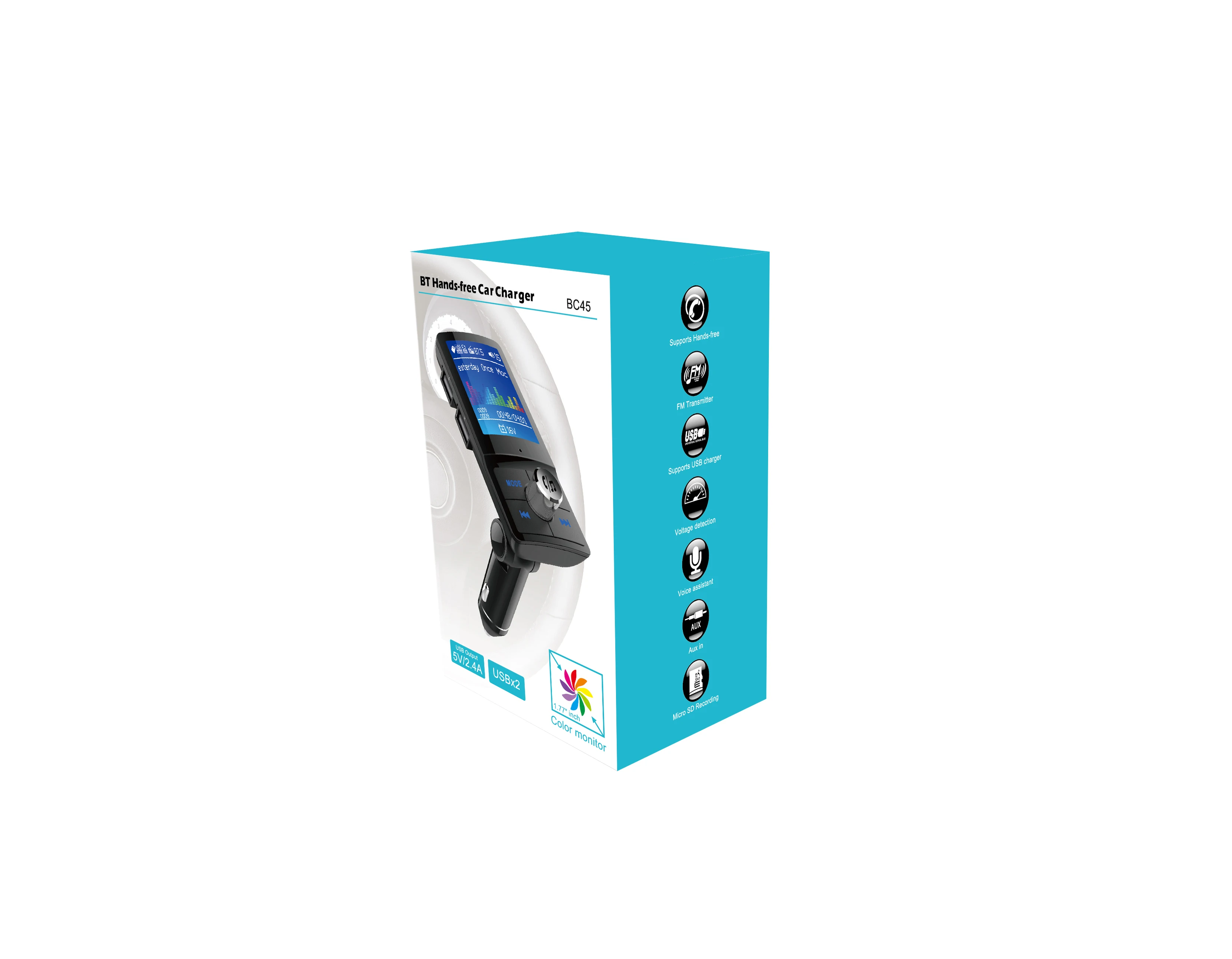BC45 Bluetooth 4 2 Handsfree Автомобильный MP3 плеер fm передатчик AUX аудио приемник