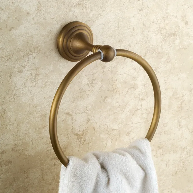 Towel Racks Round Style Antique Brass Holder Rings Wall-Mounted Bathroom Accessories KD649  Обустройство