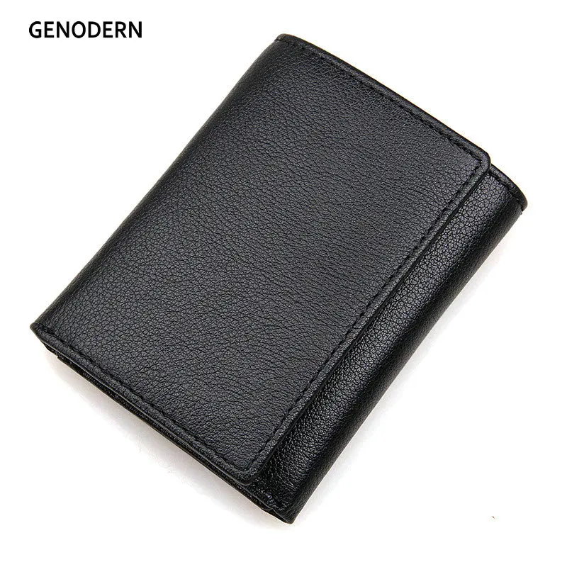 GENODERN Новый rfid кошелек в три сложения мужской из натуральной кожи Короткий
