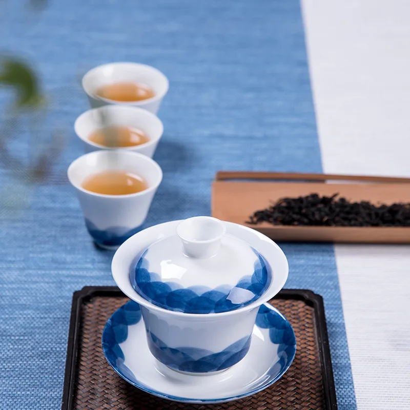 Китайский чайный набор кунг-фу синий и белый Gaiwan Чайник чашки чайные сервизы фарфоровые чайные принадлежности Посуда для напитков