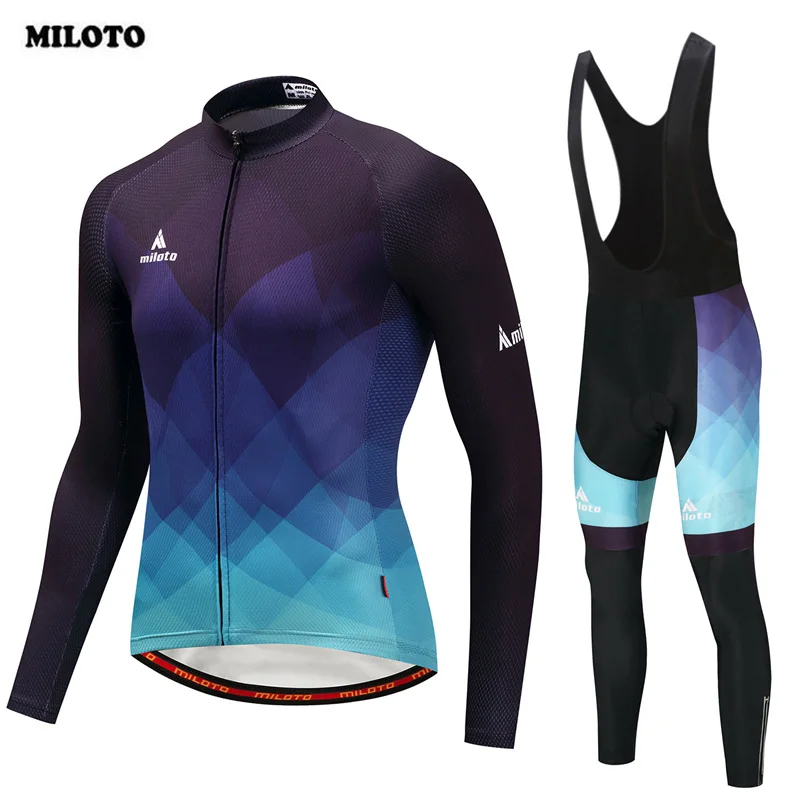 MILOTO Pro длинный рукав мужские комплекты для велоспорта дышащий 3D коврик