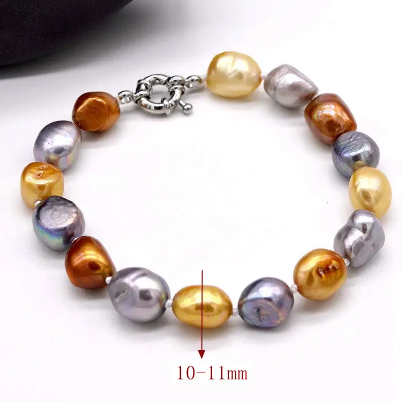 Браслеты с бусинами натуральный барочный жемчуг цветные жемчужные браслеты