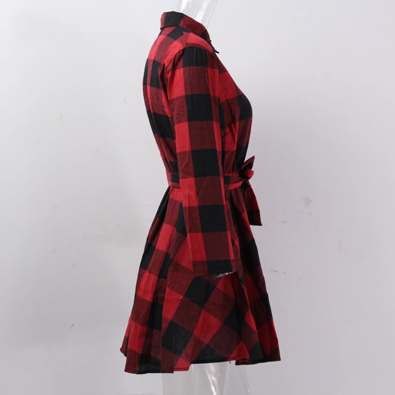 Красная клетчатая летняя рубашка сарафаны женское весеннее повседневное