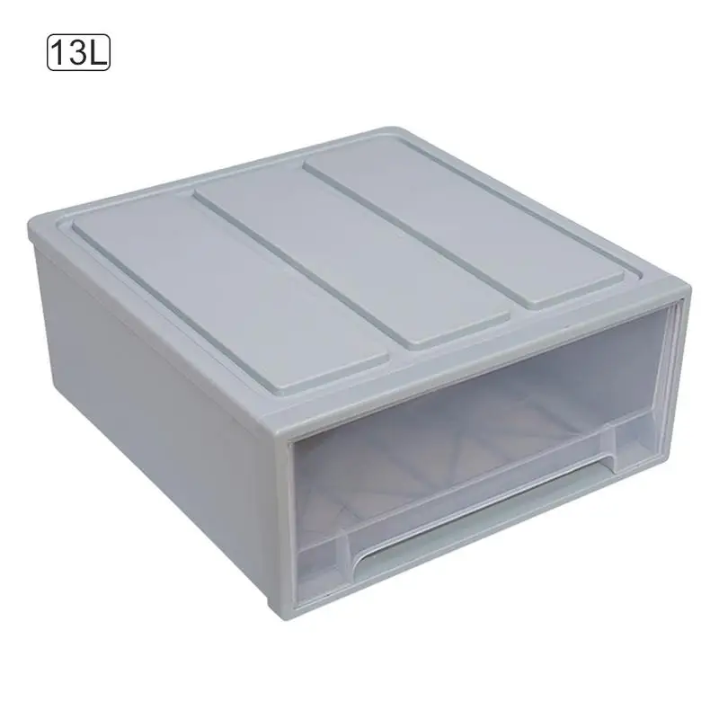 Blue 13L Ящик для шкафчика, пластиковая коробка для хранения, органайзер для одежды, пылезащитный шкаф для хранения ящиков, органайзер для спальни, украшение дома - Цвет: Blue 13L