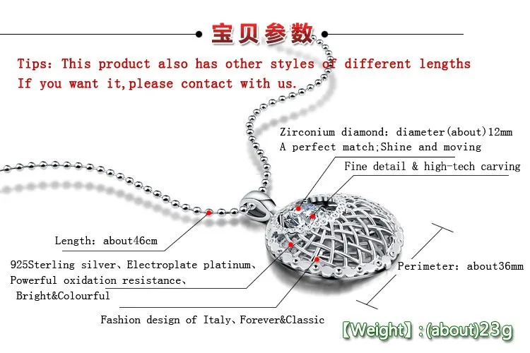 Модное ожерелье из стерлингового серебра 925 пробы для красивых девушек