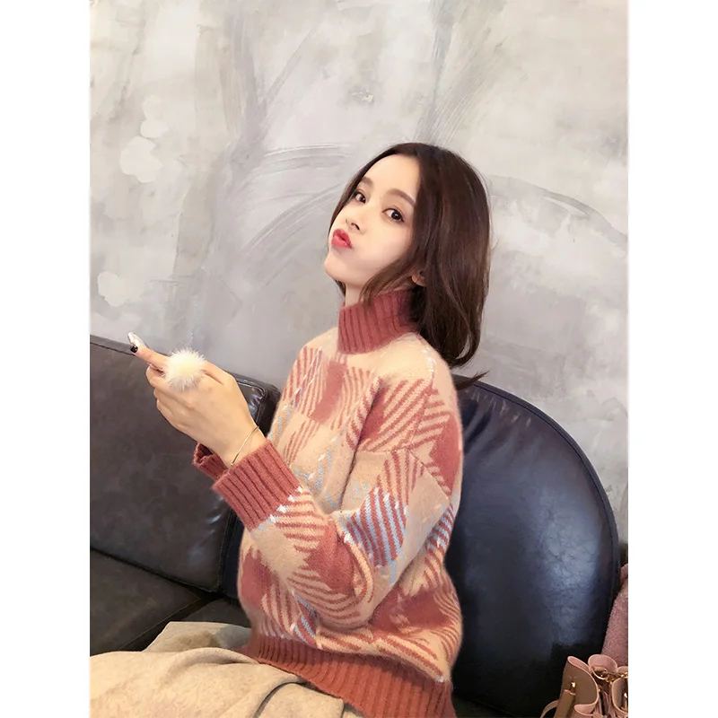 Mishow turtleneck sweater female autumn winter 2018 ladies loose casual long sleeve knitted pullovers MX17D5156 | Женская одежда