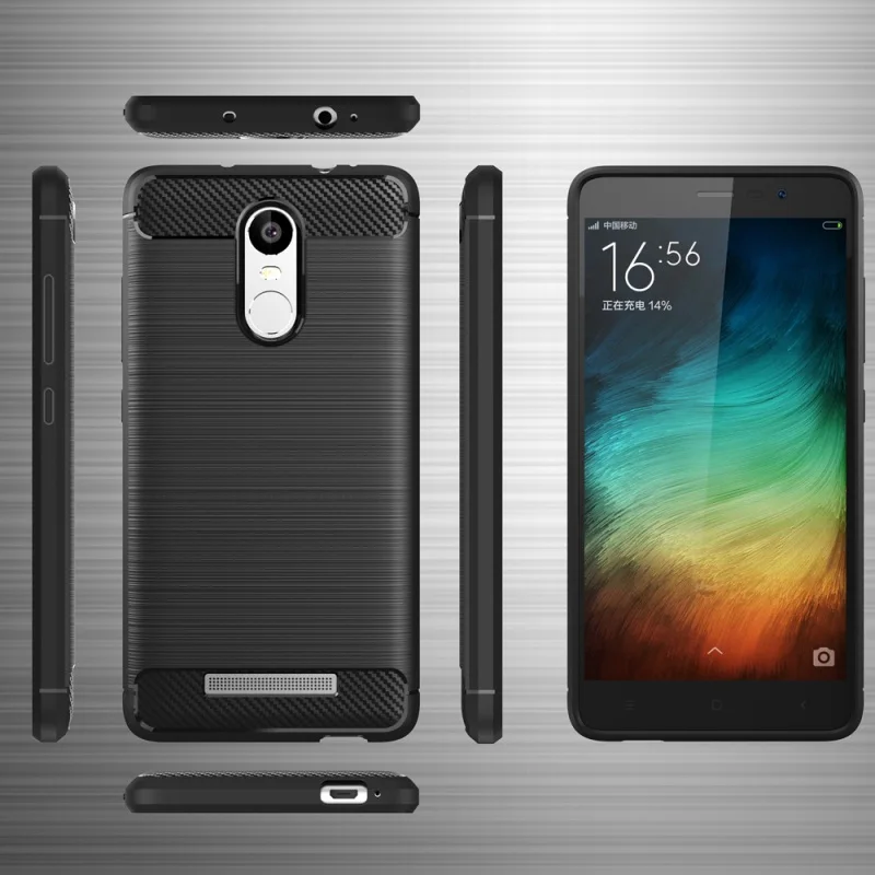 KEYSION Case for Xiaomi Redmi Note 3 Mobile Phone Bag Carbon Fibre Brushed TPU Cases Pro Cover |