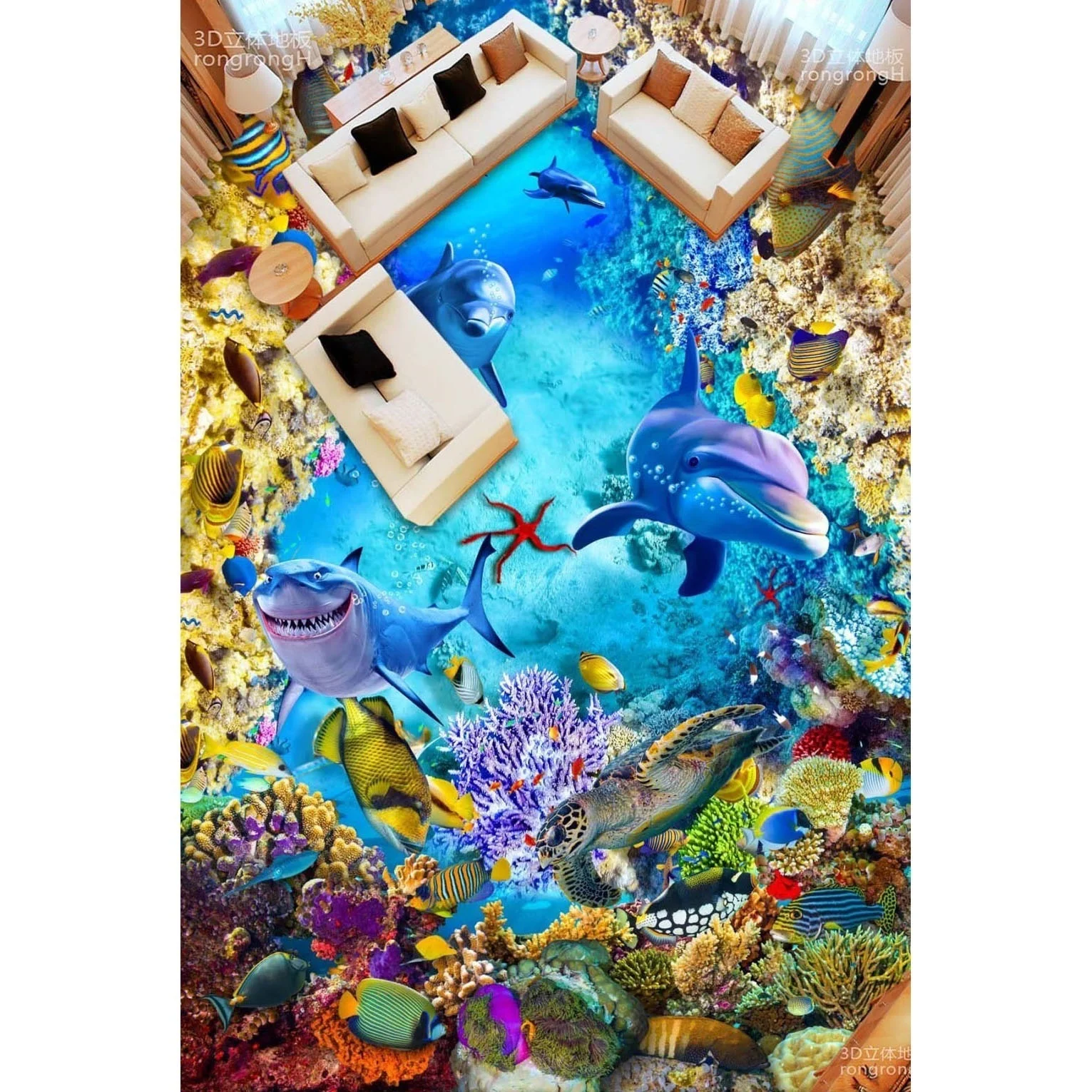 Напольные настенные 3D наклейки HD под водой напольные s Lotusf покрытия для ванной