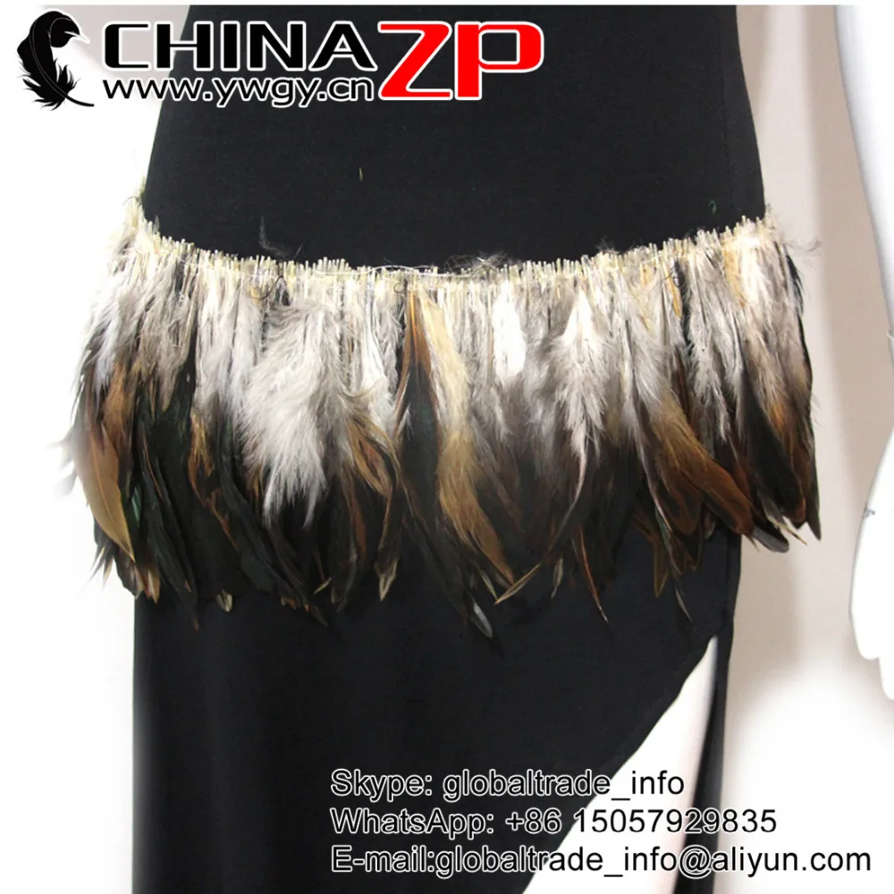 

Leading Supplier CHINAZP Factory 800pieces/bundle 6-8 Inch Length Dyed Brown Half Bronze Strung Rooster Schlappen Feathers