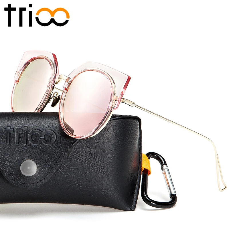 Женские солнцезащитные очки в прозрачной розовой оправе TRIOO прозрачные круглые