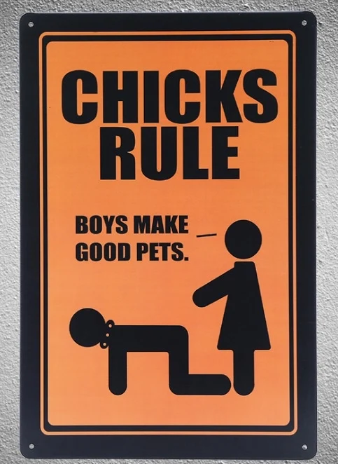 

1 piece Chicks rules relationship Girls love tin Plate Sign wall Room man cave Decoration Art Dropshipping Poster metal