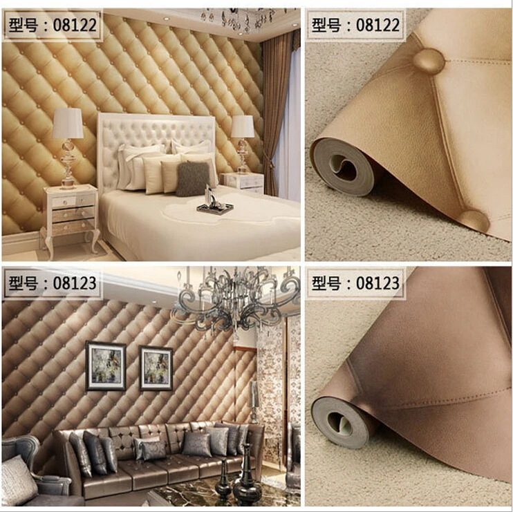 Imitation leather 3d Visual effect soft package wallpaper bedroom bedside living room TV background 3D wa | Обустройство дома