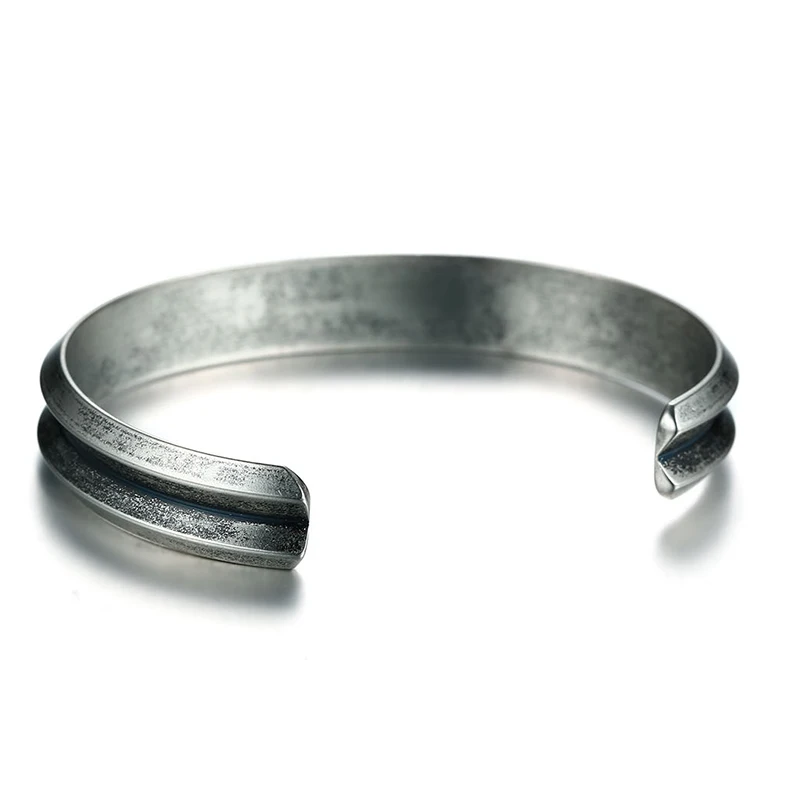 Мужской винтажный браслет с закругленными краями унисекс из нержавеющей стали| |