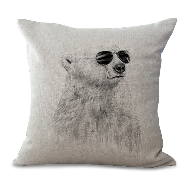 2018 Вуху животных битник Тигр белье хлопок Чехлы Личность Пользовательские Кофе