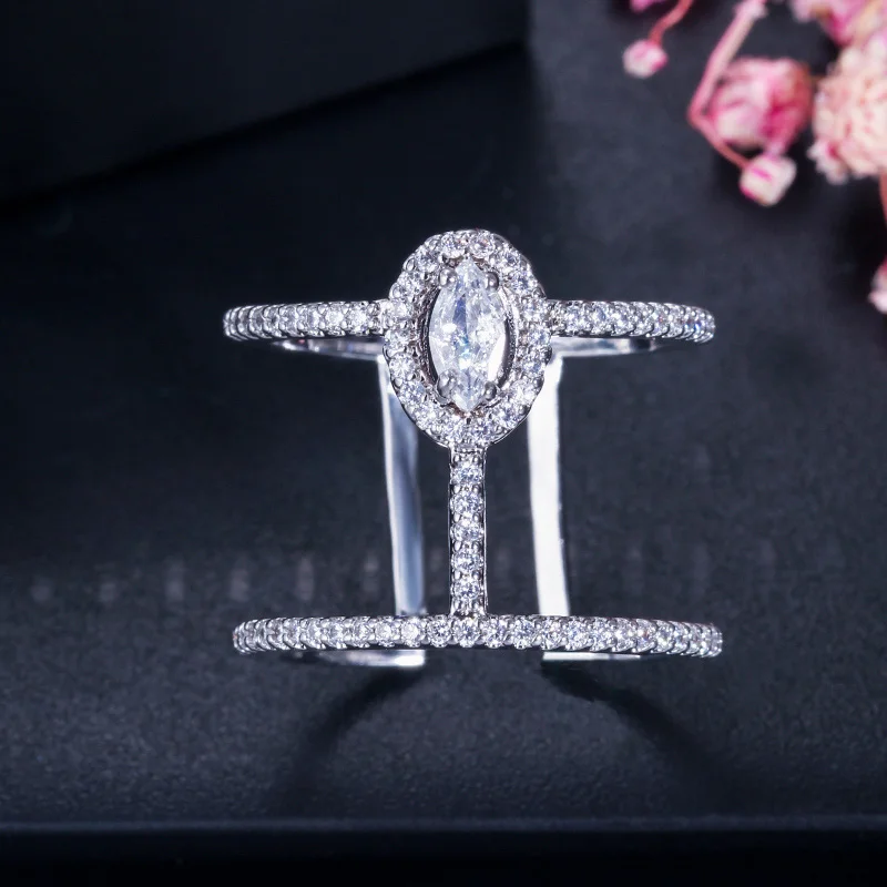 Pera, высокое качество, Micro Pave AAA+ кубический цирконий, модные женские кольца в обтяжку, набор, ювелирные изделия для помолвки, вечерние R093