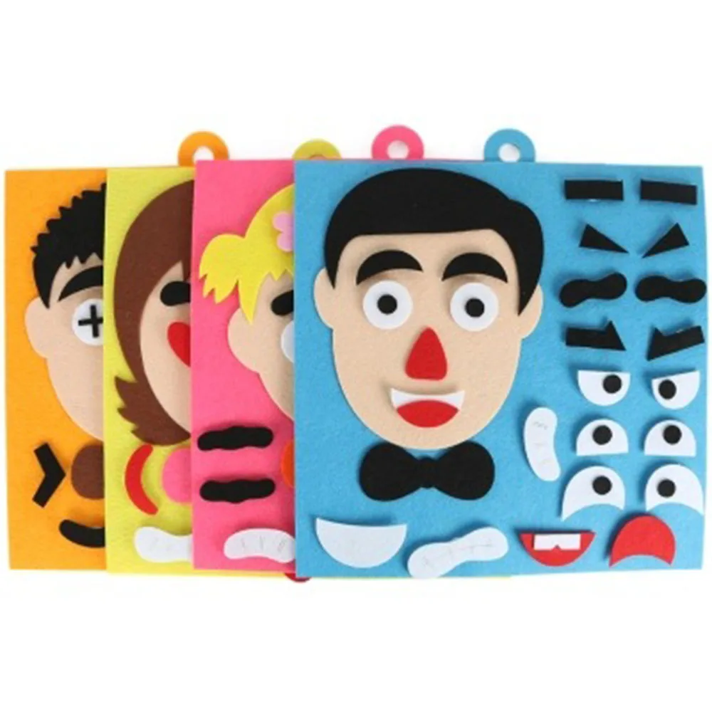 1Set Children's Day Decoration Kids Toy Cartoon Pattern DIY Emotion Change Puzzle Facial Expression Learning Toys for Children | Дом и сад