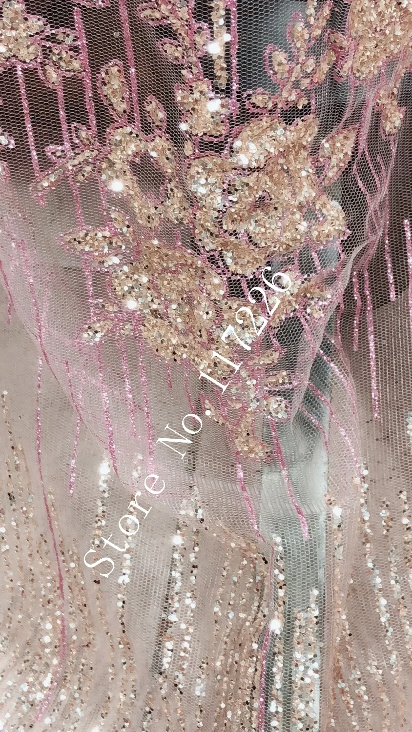 Красивая вышитая сетчатая ткань блестящая французская кружевная с клееным