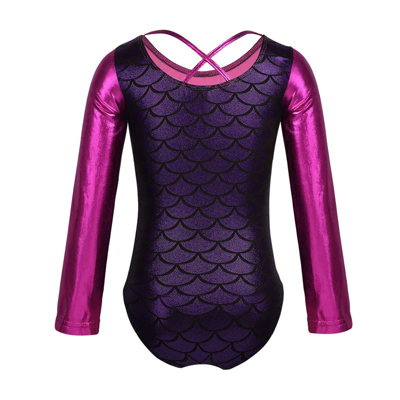 FEESHOW Girls Glittery mermaid Ballet Jumpsuit for Kids Long Sleeves Dance Gymnastics Leotard Dancewear Dress | Детская одежда и