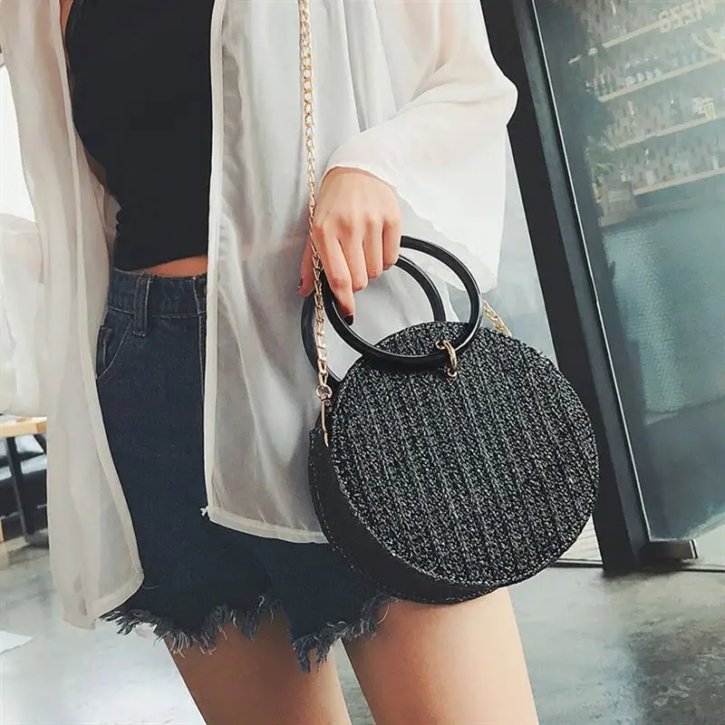 Женская плетеная сумка-мессенджер из ротанга круглая пляжная сумка ручной