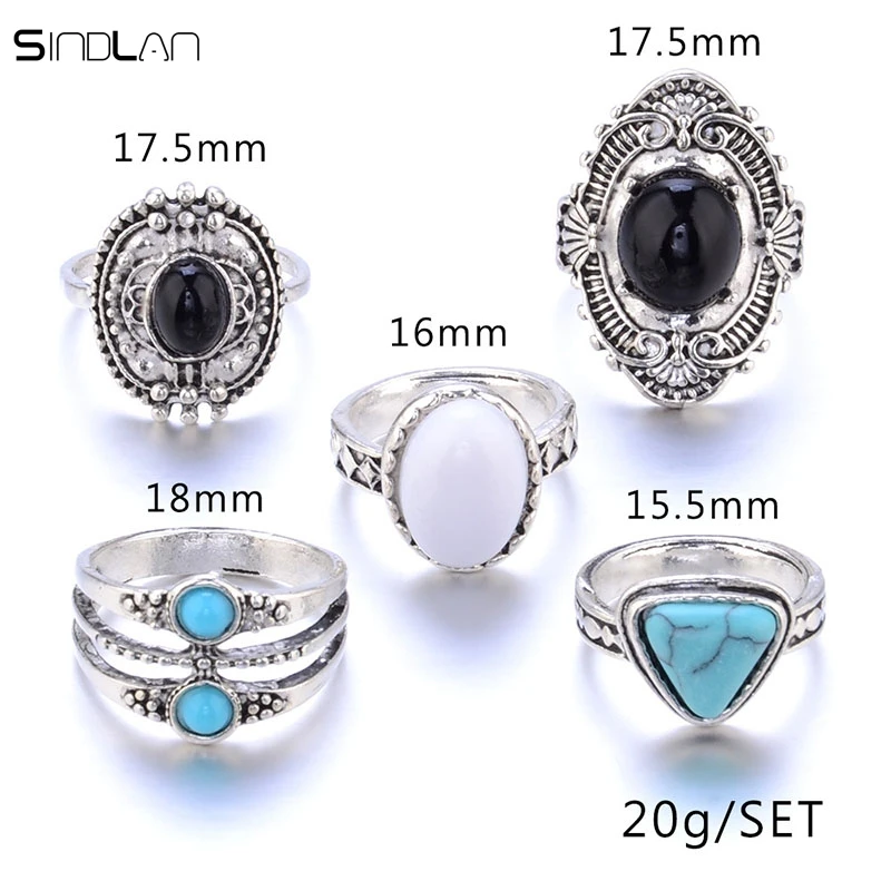 Новинка модные свадебные украшения богемное кольцо 5 шт./компл. этническое синее
