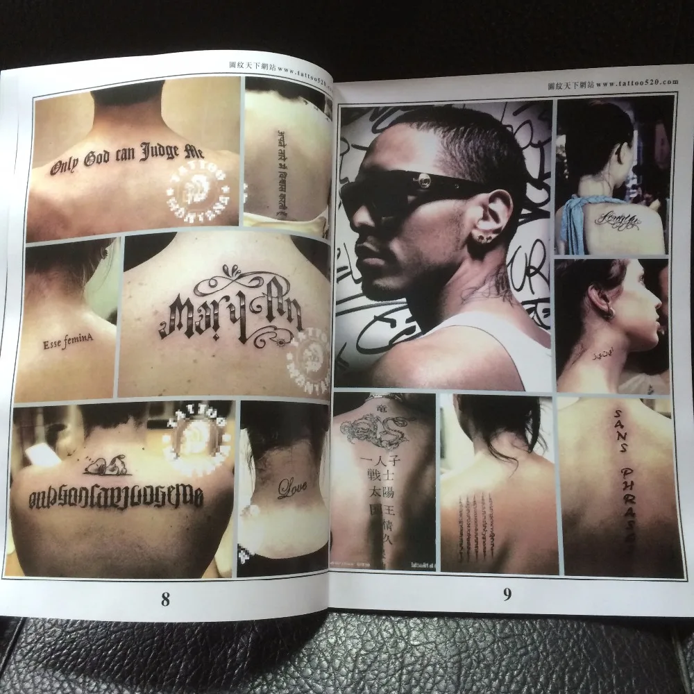 Тату флэш книги . Английский шрифт (BOOK 8) 48 больших страниц|tattoo flash book|flash tattoo booktattoo