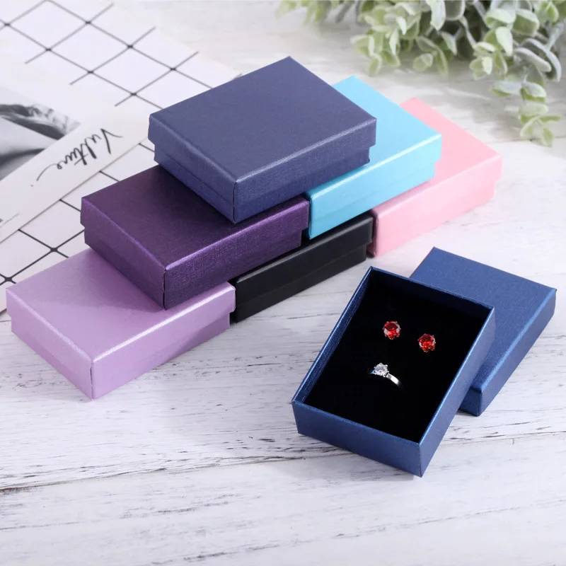 Black Diamond Jewelry Necklace Storage Paper Box Ring Stud Earring Packaging Gift 7x9x3cm Earrings Trinket Display Case | Украшения и